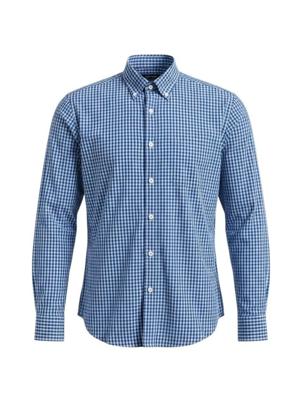 Izod Mens Blue Gingham Check Button-Down Shirt XL Premium Essentials Long-Sleeve